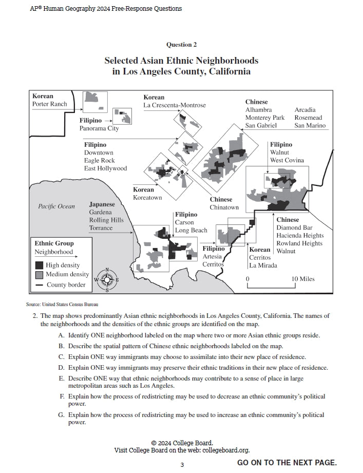 AP Human Geography - 13 Official Full Exam Papers from Year 2001 to 2024 with Answer