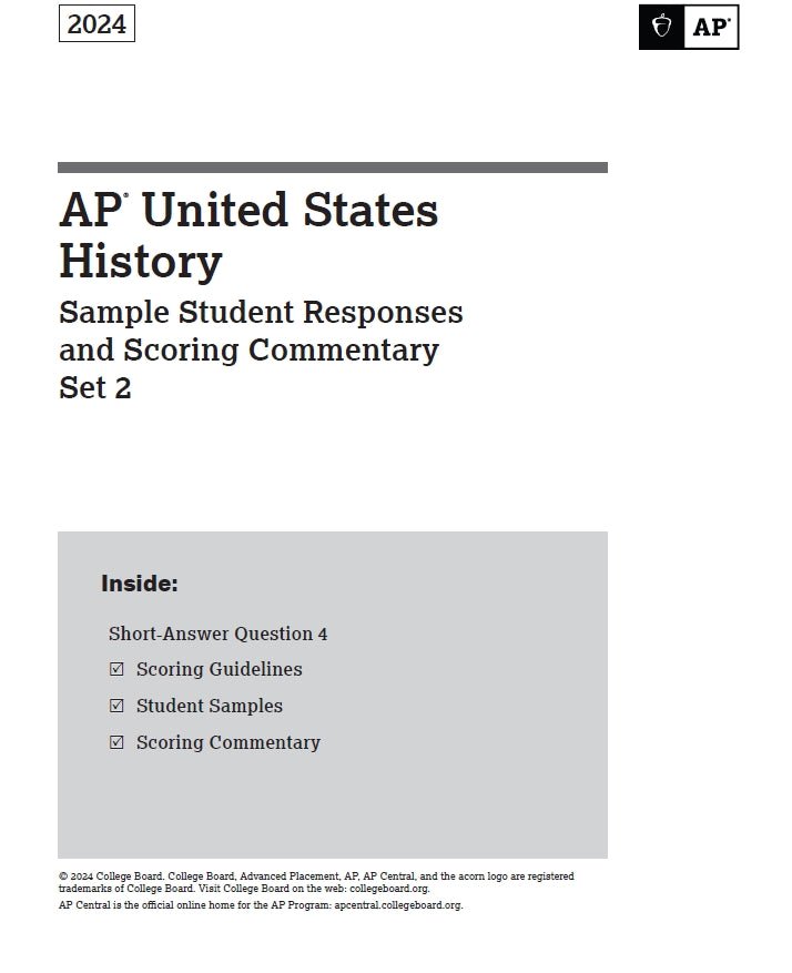 AP US History - 15 Official Full Exam Papers from Year 1996 to 2024 with Answer