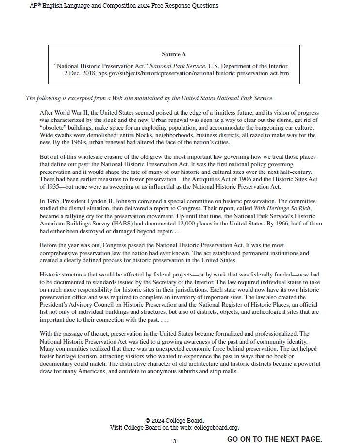 AP English Language - 12 Official Full Exam Papers from Year 2001 to 2024 with Answer