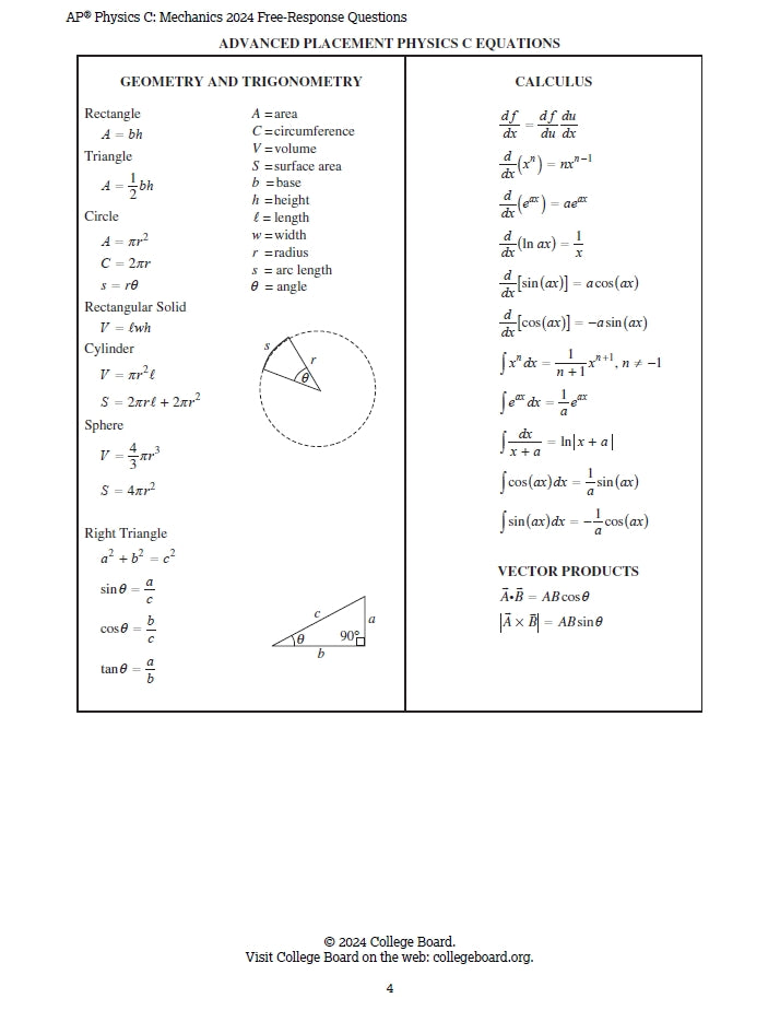 AP Physics C (Mechanics) - 12 Official Full Exam Papers from Year 2004 to 2024 with Answer