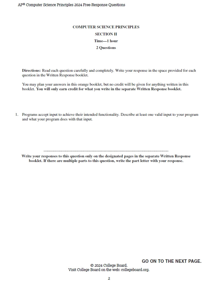 AP Computer Science Principles - 6 Official Full Exam Papers from Year 2016 to 2024 with Answer