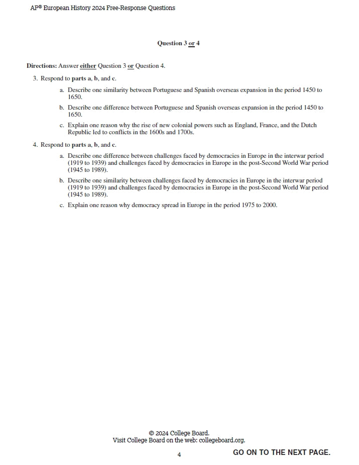 AP European History - 11 Official Full Exam Papers from Year 1999 to 2024 with Answer