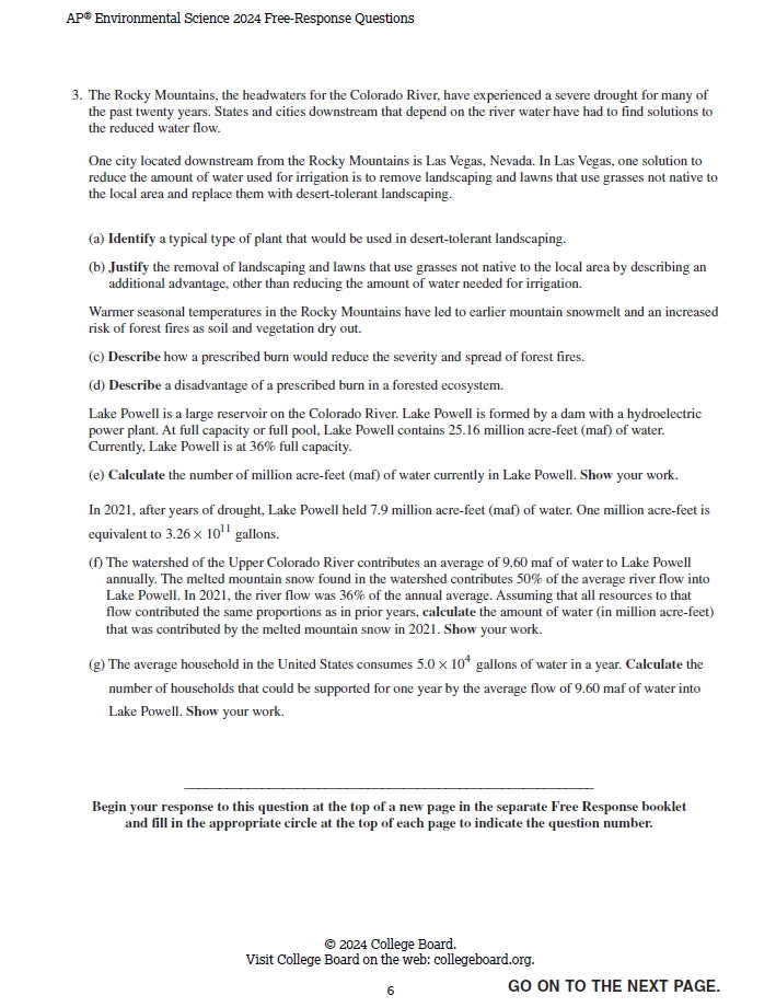AP Environmental Science - 8 Official Full Exam Papers from Year 2003 to 2024 with Answer