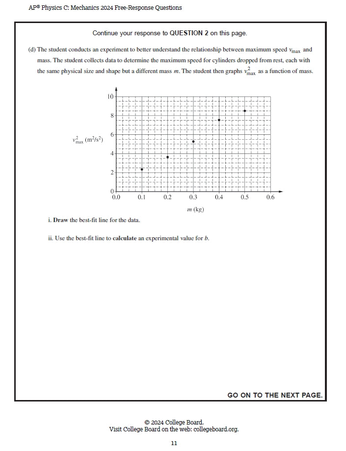 AP Physics C (Mechanics) - 12 Official Full Exam Papers from Year 2004 to 2024 with Answer