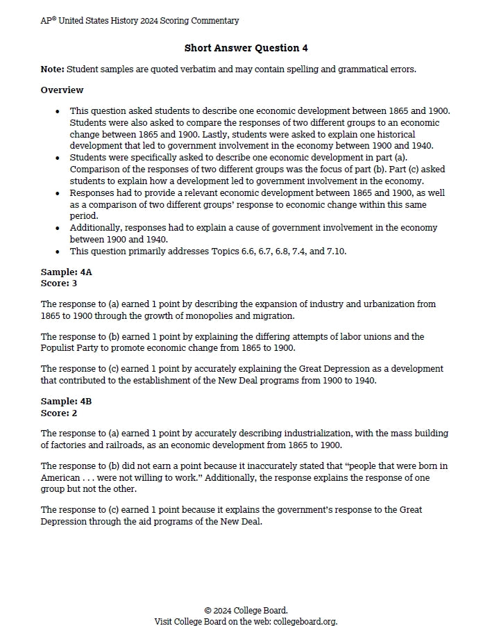 AP US History - 15 Official Full Exam Papers from Year 1996 to 2024 with Answer