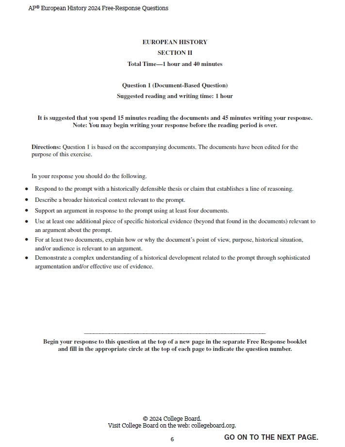 AP European History - 11 Official Full Exam Papers from Year 1999 to 2024 with Answer