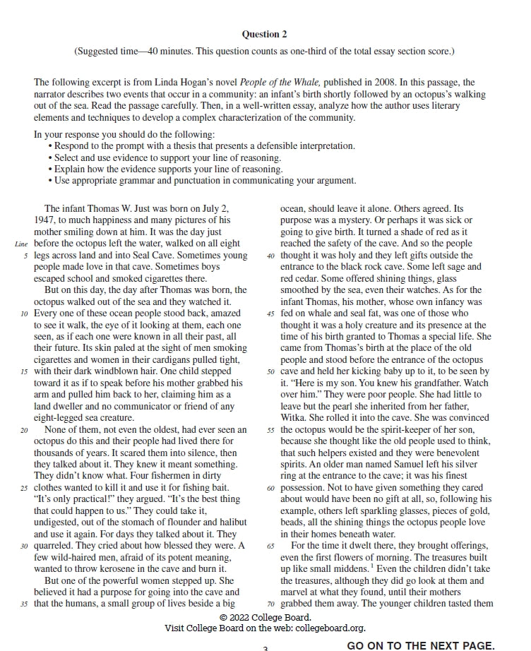 AP English Literature - 8 Official Full Exam Papers from Year 2012 to 2022 with Answer
