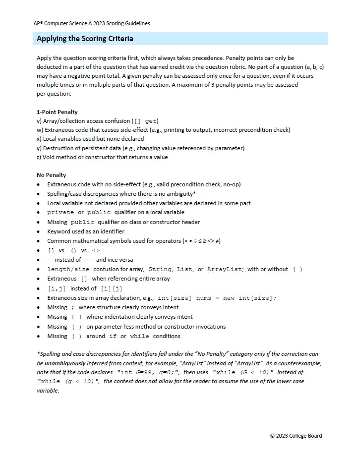 AP Computer Science A - 11 Official Full Exam Papers from Year 1999 to 2024 with Answer