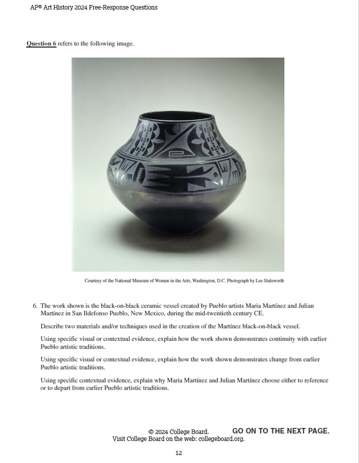 AP Art History - 12 Official Full Exam Papers from Year 1999 to 2024 with Answer