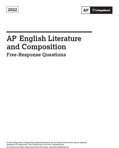 AP English Literature - 8 Official Full Exam Papers from Year 2012 to 2022 with Answer