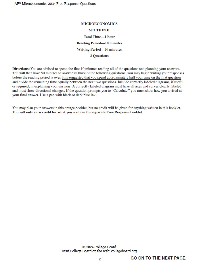 AP Microeconomics - 14 Official Full Exam Papers from Year 2000 to 2024 with Answer
