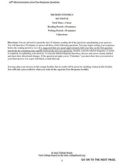 AP Microeconomics - 14 Official Full Exam Papers from Year 2000 to 2024 with Answer