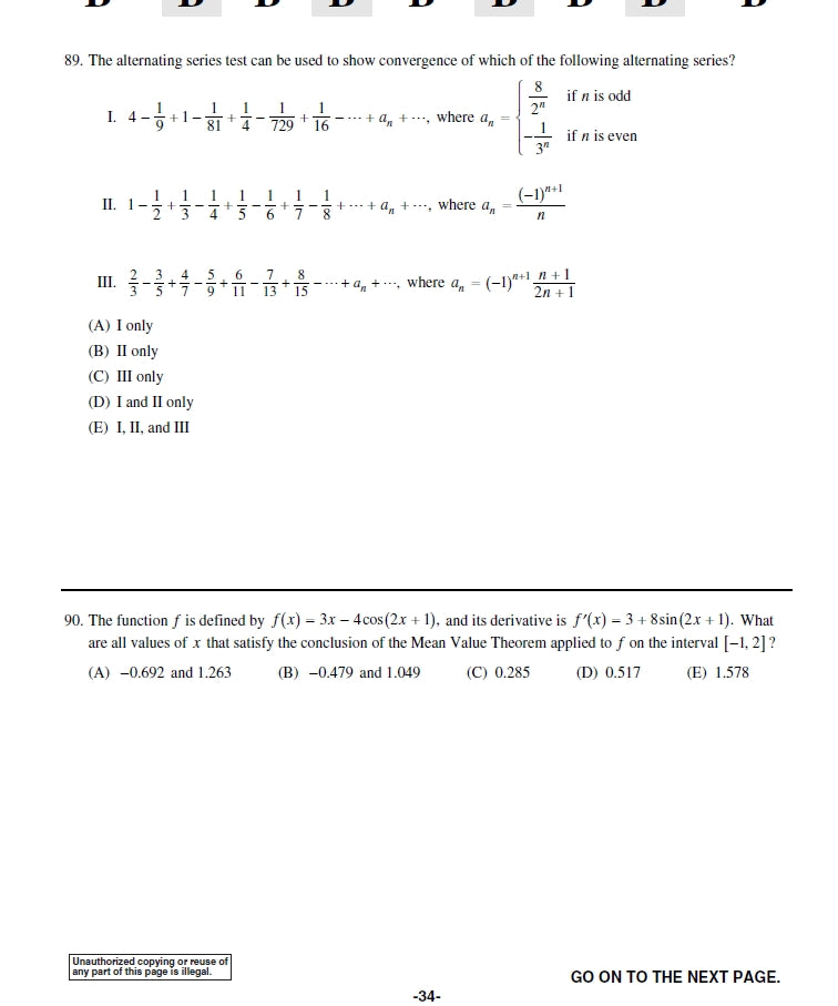 AP Calculus BC - 13 Official Full Exam Papers from Year 2003 to 2024 with Answer