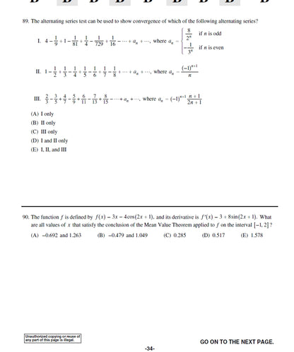AP Calculus BC - 13 Official Full Exam Papers from Year 2003 to 2024 with Answer