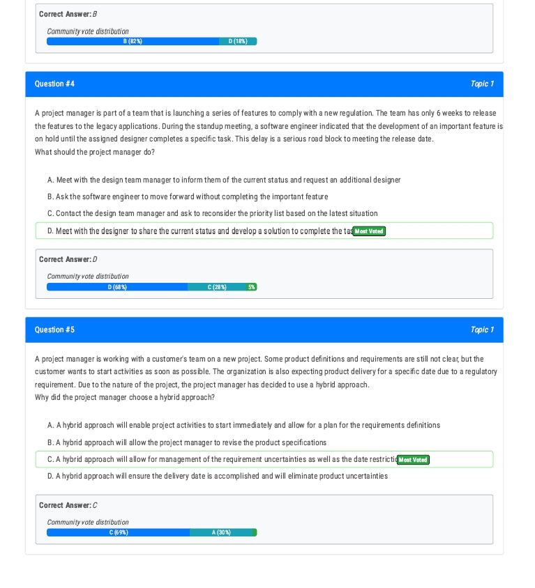 PMP Computer-Based Exam Past Questions and Answers
