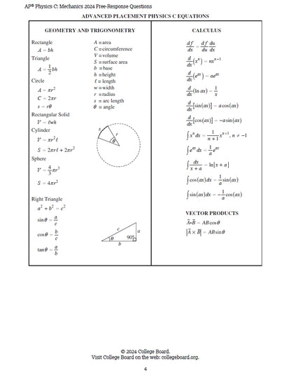 AP Physics C (Mechanics) - 12 Official Full Exam Papers from Year 2004 to 2024 with Answer