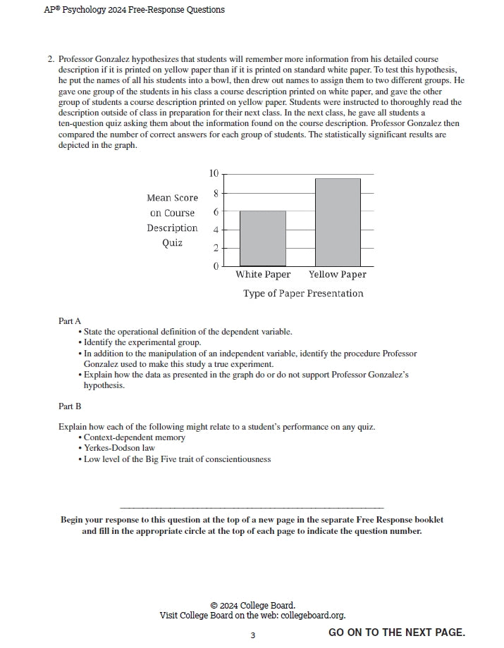 AP Psychology - 14 Official Full Exam Papers from Year 2004 to 2024 with Answer