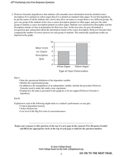 AP Psychology - 14 Official Full Exam Papers from Year 2004 to 2024 with Answer