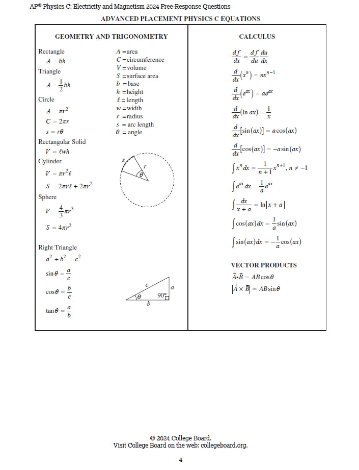 AP Physics C (Electricity & Magnetism) - 13 Official Full Exam Papers from Year 2003 to 2024 with Answer
