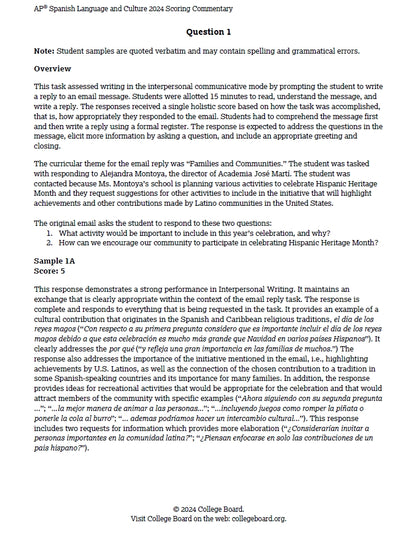 AP Spanish - 12 Official Full Exam Papers from Year 2008 to 2024 with Answer