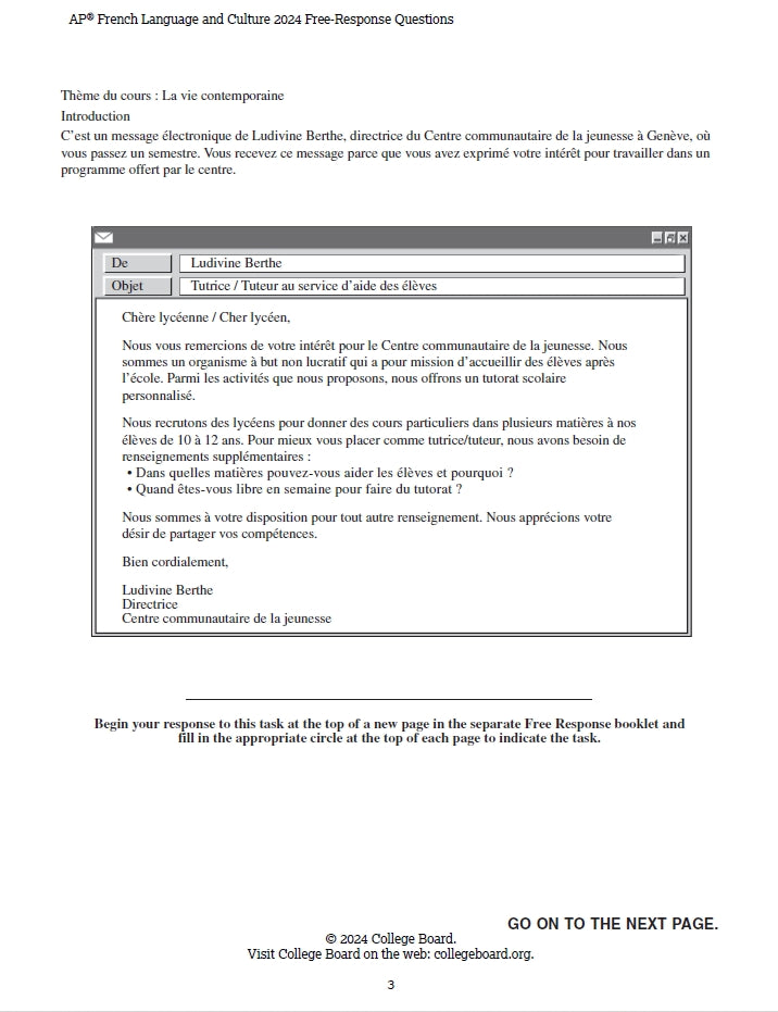 AP French language - 4 Official Full Exam Papers from Year 2021 to 2024 with Answer