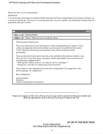 AP French language - 4 Official Full Exam Papers from Year 2021 to 2024 with Answer
