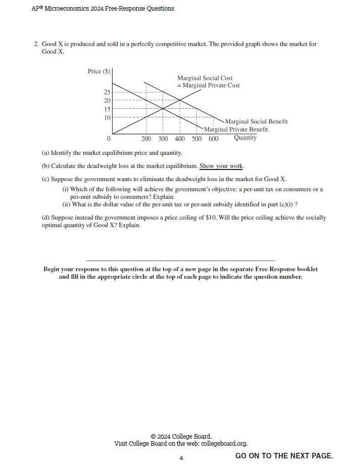 AP Microeconomics - 14 Official Full Exam Papers from Year 2000 to 2024 with Answer