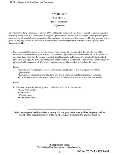 AP Psychology - 14 Official Full Exam Papers from Year 2004 to 2024 with Answer