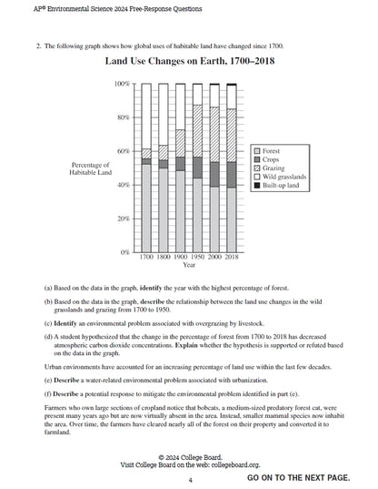 AP Environmental Science - 8 Official Full Exam Papers from Year 2003 to 2024 with Answer