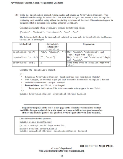 AP Computer Science A - 11 Official Full Exam Papers from Year 1999 to 2024 with Answer