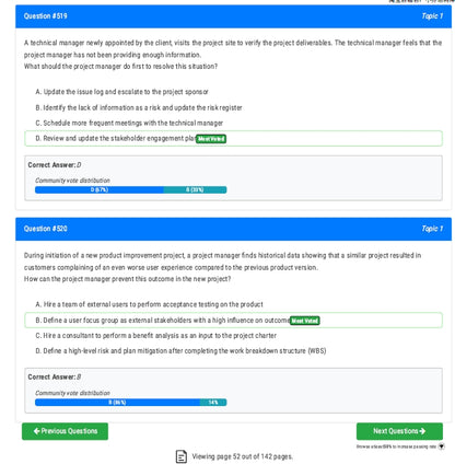 PMP Computer-Based Exam Past Questions and Answers