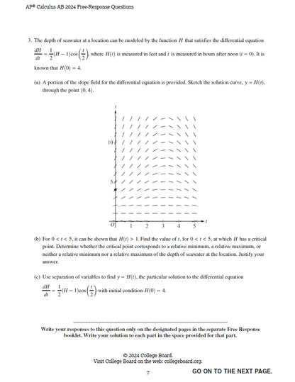 AP Calculus AB - 12 Official Full Exam Papers from Year 2012 to 2024 with Answer
