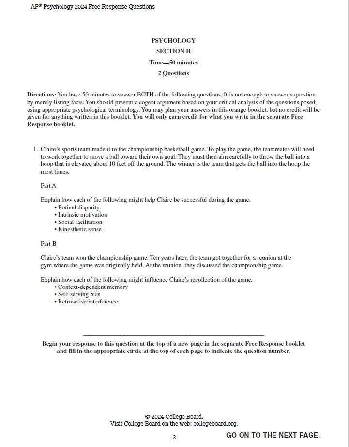 AP Psychology - 14 Official Full Exam Papers from Year 2004 to 2024 with Answer