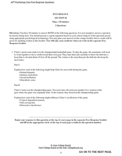 AP Psychology - 14 Official Full Exam Papers from Year 2004 to 2024 with Answer