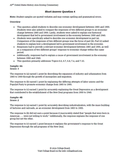 AP US History - 15 Official Full Exam Papers from Year 1996 to 2024 with Answer