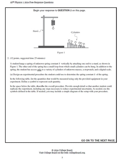 AP Physics 1 aka Physics B - 10 Official Full Exam Papers from Year 2014 to 2024 with Answer
