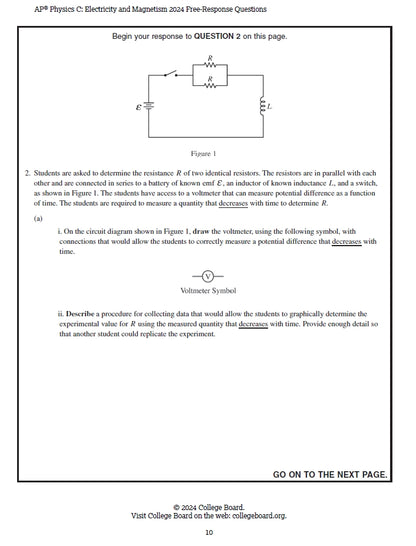 AP Physics C (Electricity & Magnetism) - 13 Official Full Exam Papers from Year 2003 to 2024 with Answer