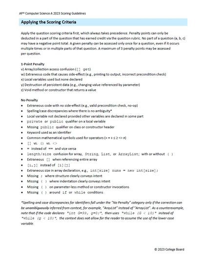 AP Computer Science A - 11 Official Full Exam Papers from Year 1999 to 2024 with Answer
