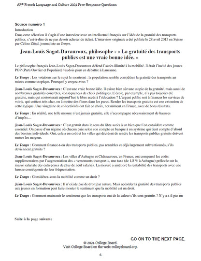 AP French language - 4 Official Full Exam Papers from Year 2021 to 2024 with Answer