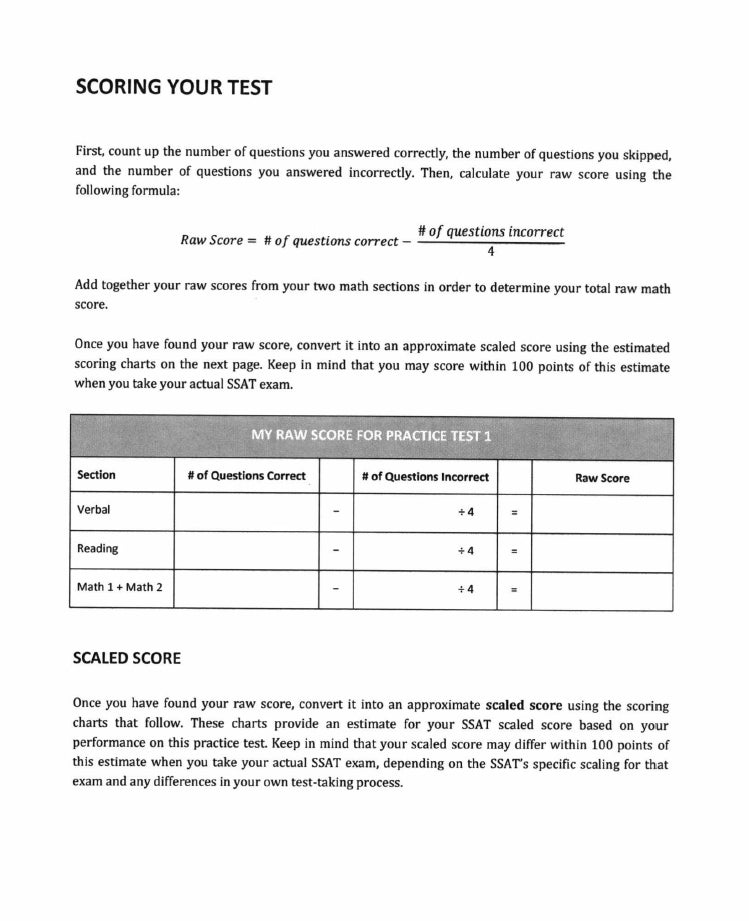 All SSAT Real Exam Papers