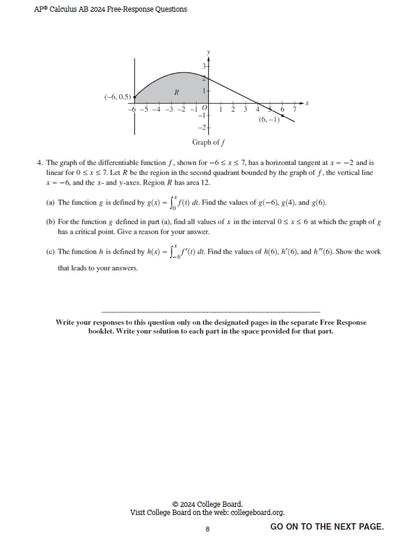 AP Calculus AB - 12 Official Full Exam Papers from Year 2012 to 2024 with Answer