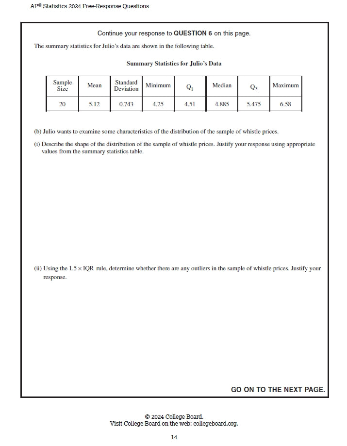 AP Statistics - 15 Official Full Exam Papers from Year 2003 to 2024 with Answer
