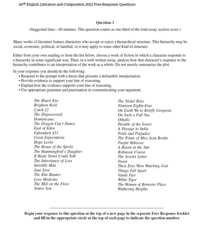 AP English Literature - 8 Official Full Exam Papers from Year 2012 to 2022 with Answer